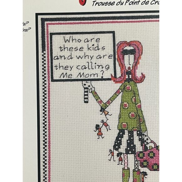 Dolly Mamas Cross Stitch Kit 019-0405 WHO ARE THESE KIDS...Mom Janlynn 6x10" NEW - Picture 2 of 5